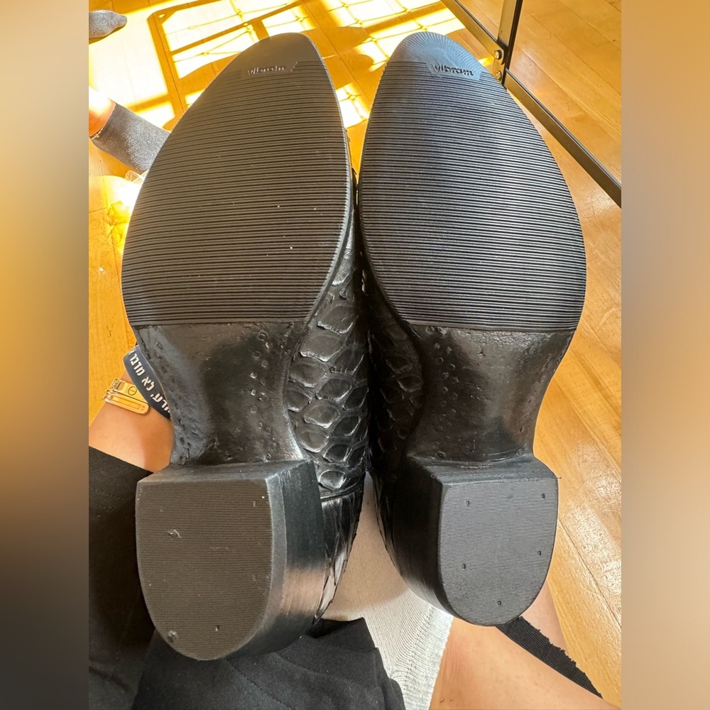Lucchese Crocodile Western Boots Black Leather Cowboy Boots 8 1/2 - Picture 9 of 9